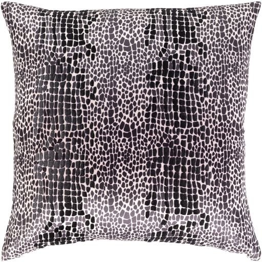 Surya Safari Black 20" x 20" Toss Pillow with Down Insert