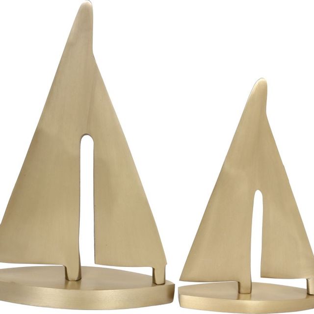 Renwil® Fable Set of 2 Gold Sail Boats Statues 1