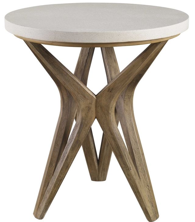 Uttermost® Marnie Ivory Limestone Top Side Table with Warm Oatmeal Wash Base-0