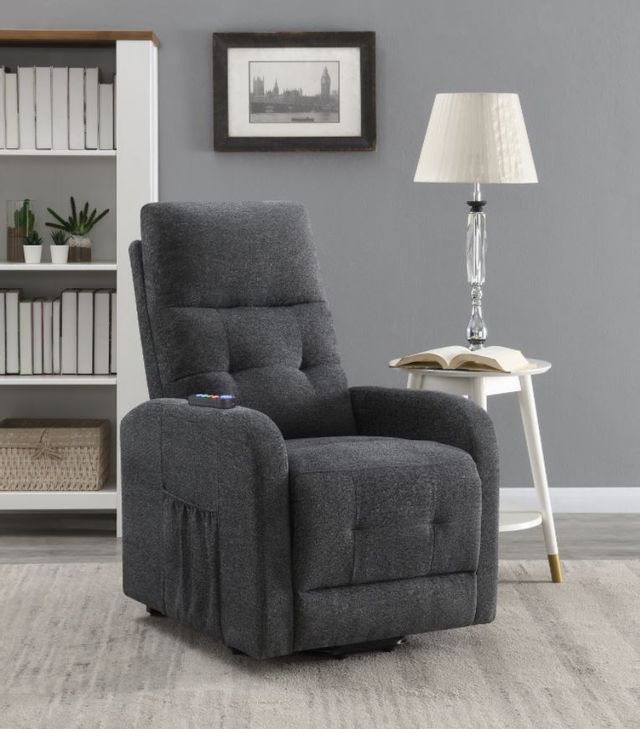Coaster® Grey Tufted Upholstered Power Lift Recliner 14