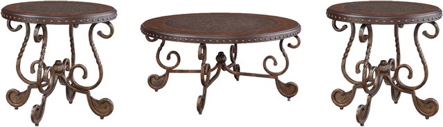 Signature Design by Ashley® Rafferty 3-Piece Dark Brown Living Room Table Set 0