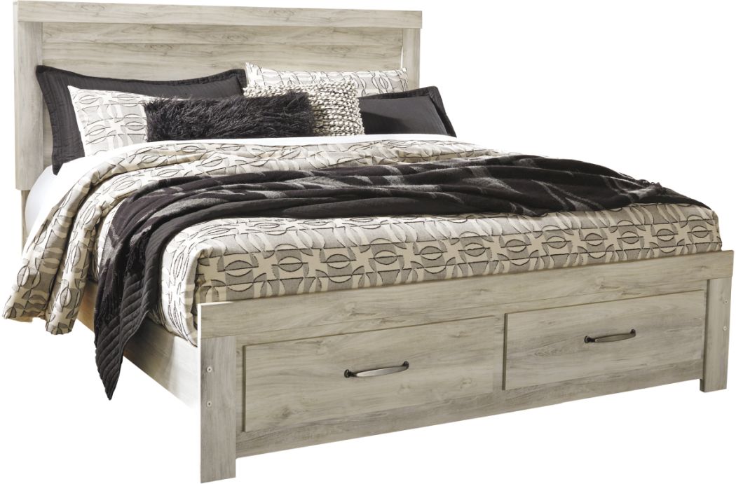Signature Design by Ashley® Bellaby Whitewash King Platform Bed with 2 Storage Drawers