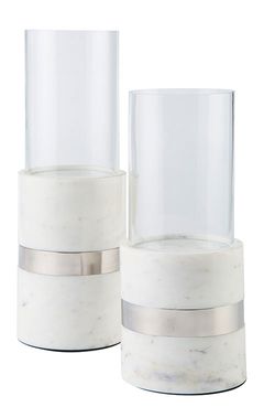 Signature Design by Ashley® Gracelyn Set of 2 White/Silver Finish Candle Holder