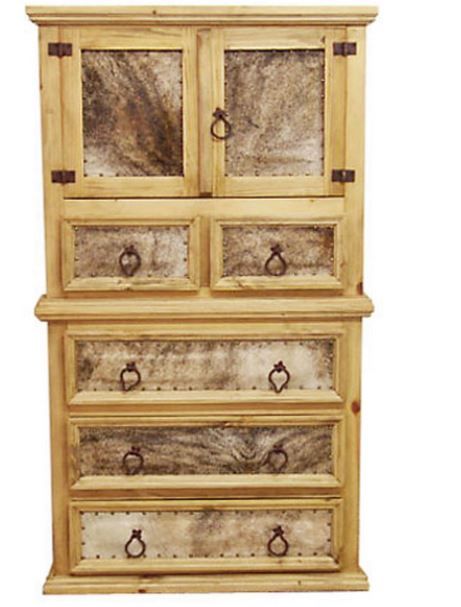 Million Dollar Rustic Cowhide Mansion Bedroom Chest