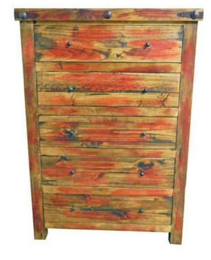 Million Dollar Rustic Red Rubbed Bedroom Chest 0