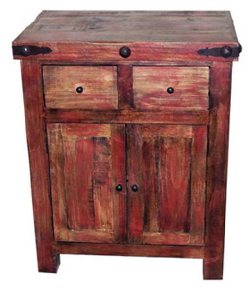 Million Dollar Rustic Red Rubbed Bedroom Phone Chest