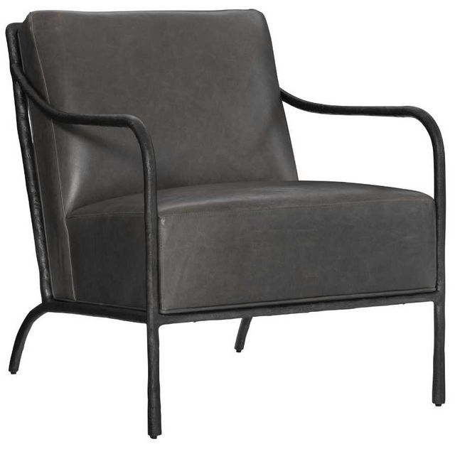 Bernhardt Renton Black/Gunmetal Leather Chair