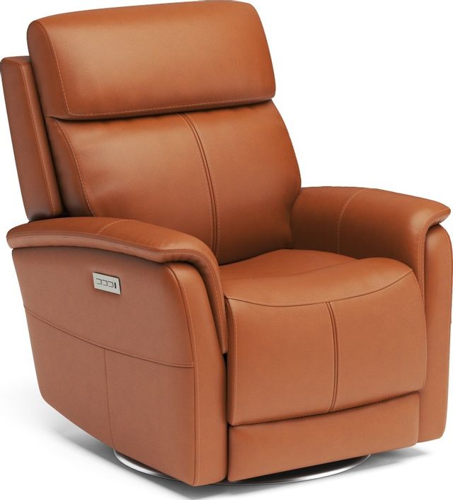 Flexsteel® View Dark Orange Swivel Power Recliner With Power Headrest 