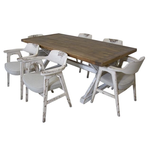 Nest Home Collections Mimi Natural White Dining Table & Six Wagner Chairs-3