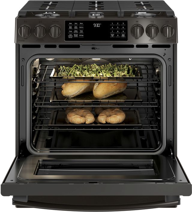 GE Profile™ 30" Black Stainless Steel Slide-In Front Control Gas Range 2