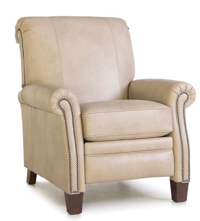 Smith Brothers 704 Collection Beige Leather Pressback Reclining Chair