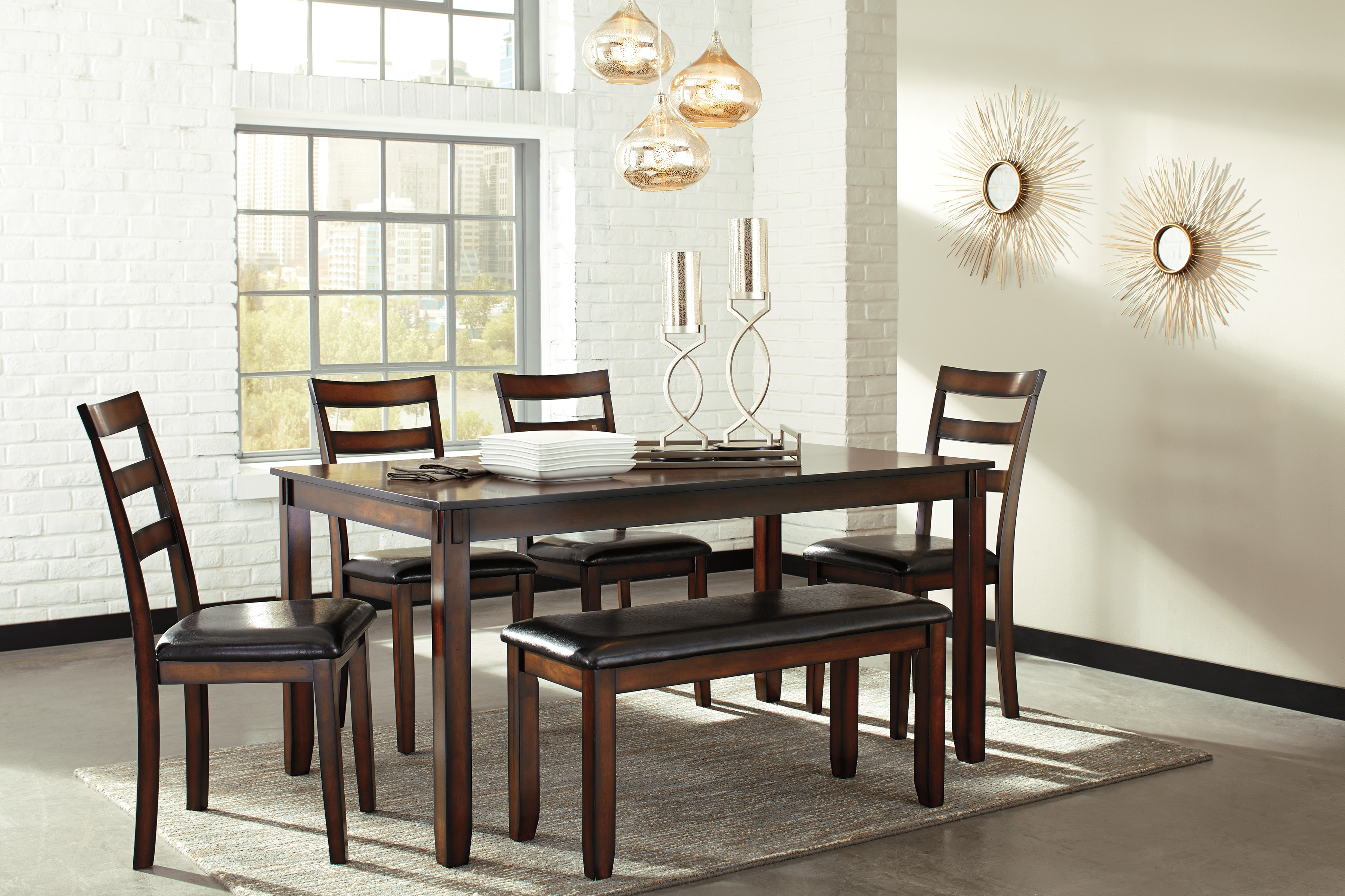 Signature Design by Ashley® Coviar Brown 6 Piece Dining Table Set