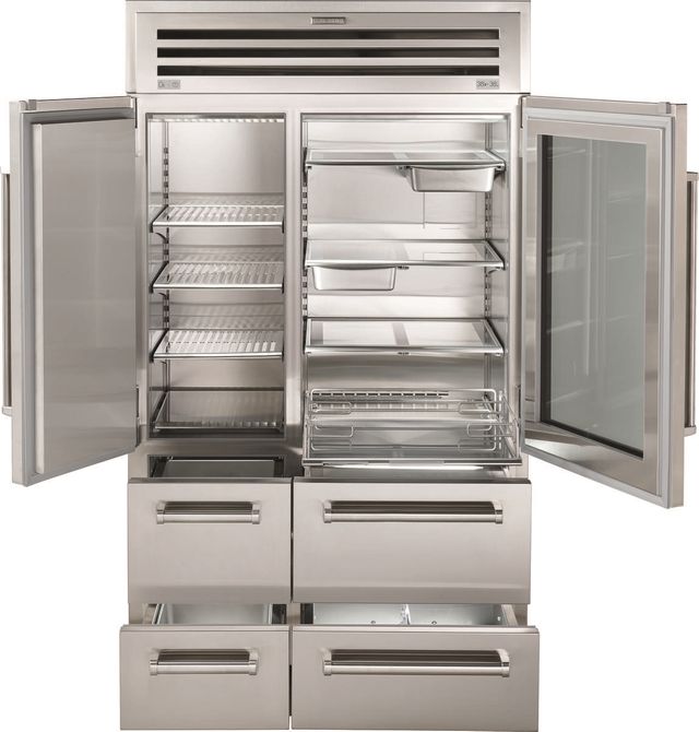 Sub-Zero® 48" Stainless Steel with Glass Door PRO Bottom Freezer Refrigerator 1