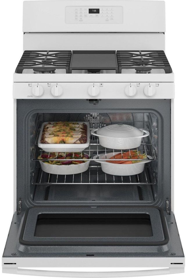 GE® 30" White Free Standing Gas Convection Range-2