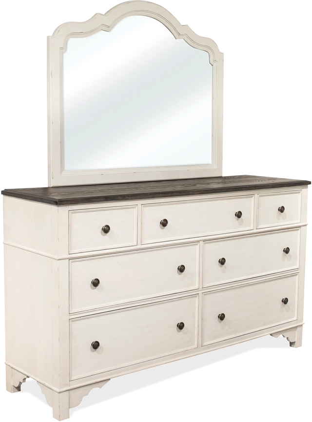 Riverside Furniture Grand Haven Feathered White Landscape Mirror-1