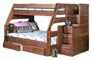 Trendwood Sedona High Sierra Cocoa Twin over Full Bunk Bed with Stairway Chest and Underdresser