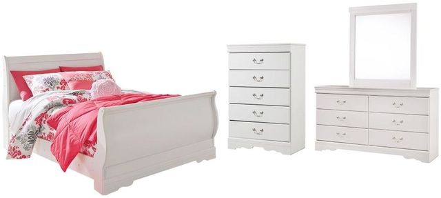 Signature Design by Ashley® Anarasia 3-Piece White Full Sleigh Bed Set-0