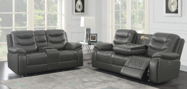 Coaster® Flamenco 2-Piece Charcoal Tufted Upholstered Power Living Room Set 