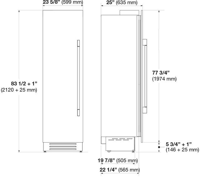 Fulgor Milano 13 Cu. Ft. Stainless Steel Built In Column Refrigerator ...