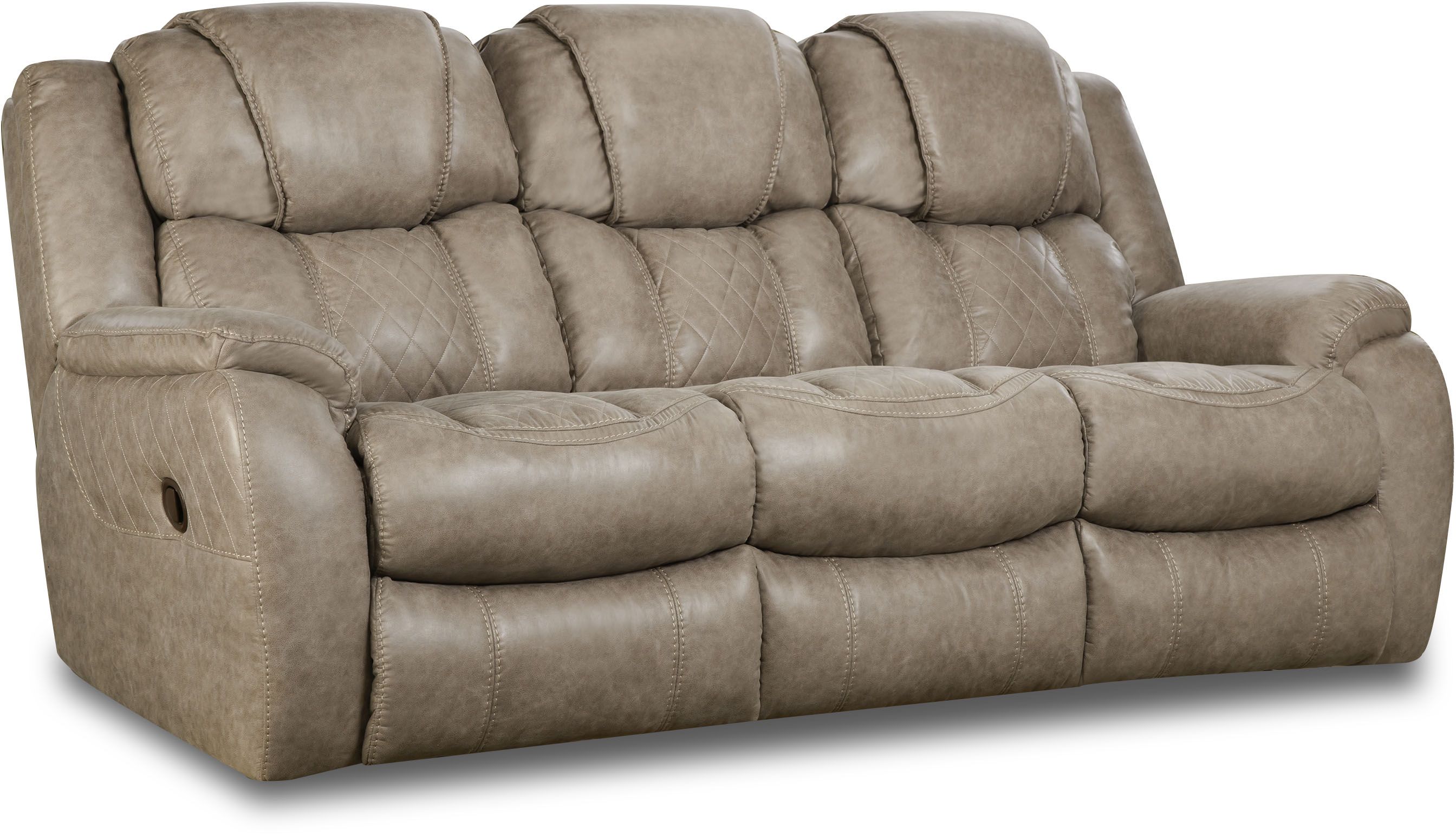 HomeStretch Daytona Mushroom Double Reclinning Sofa