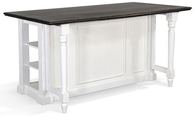Sunny Designs Carriage House White Kitchen Island Table with Drop Leaf 1