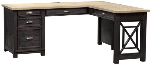 Liberty Furniture Heatherbrook 3 Piece Ash/Charcoal L Shaped Desk Set-0