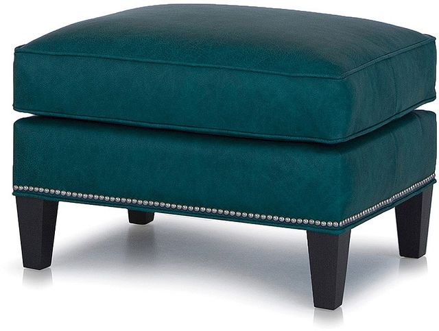 Smith Brothers 529 Collection Blue Leather Ottoman 1