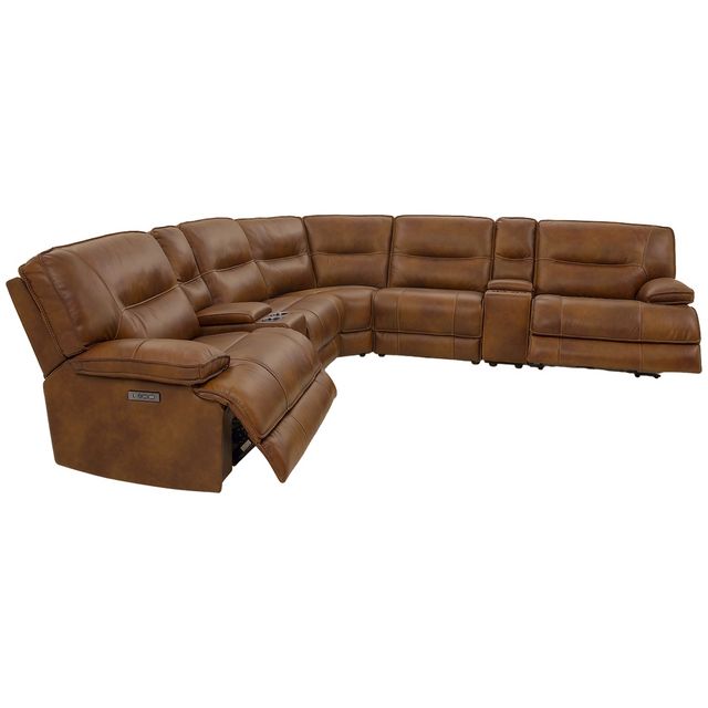 Cheers Lawson 7-Piece Leather Sectional w/ Power Head & Foot Rest-2