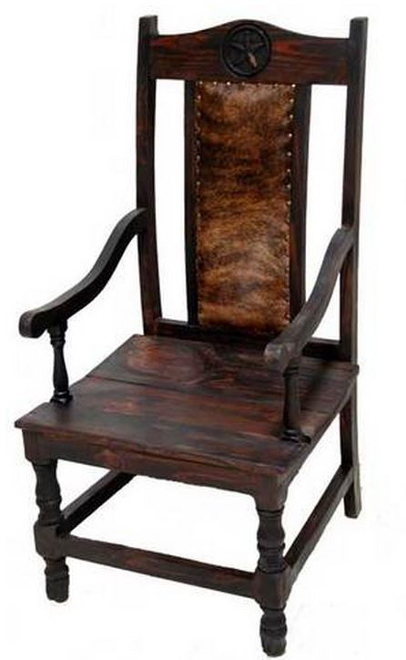 Million Dollar Rustic Dark Cowhide Arm Chair