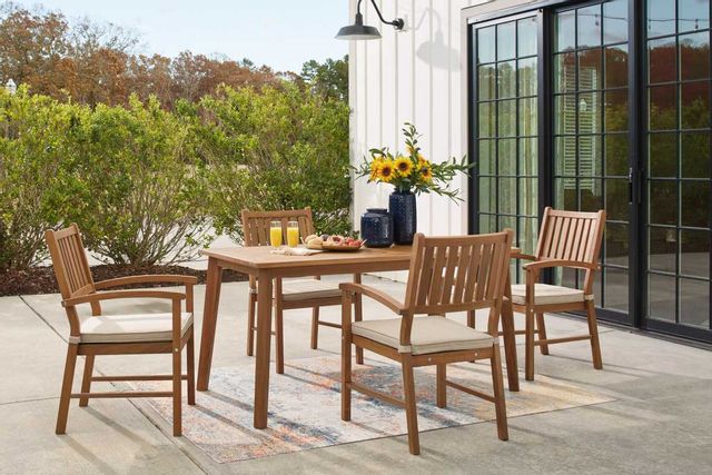 Signature Design by Ashley® Janiyah 5-Piece Light Brown Outdoor Dining Set-3