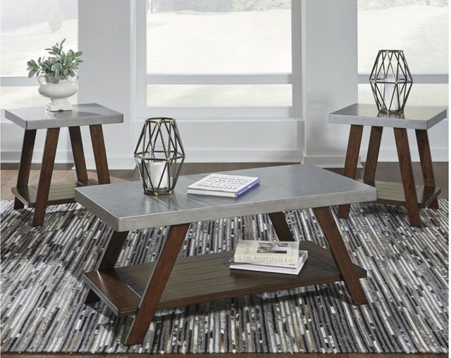 Signature Design by Ashley® Bellenteen 3 Piece  Brown/Silver Occasional Table Set 1