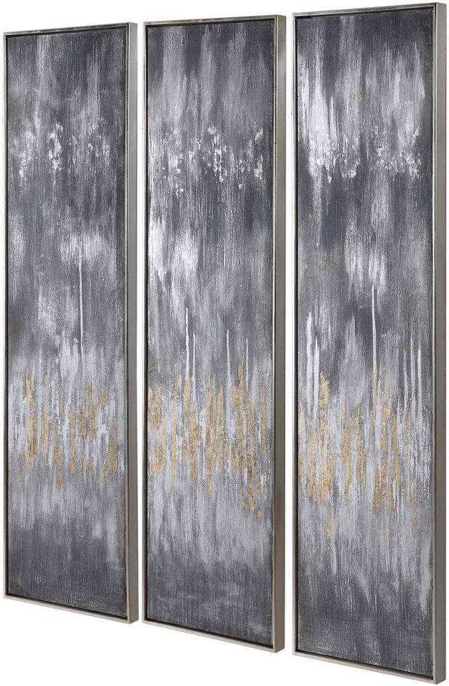 Uttermost® by Carolyn Kinder Gray Showers 3-Piece Metallic Silver Hand Painted Canvases-3