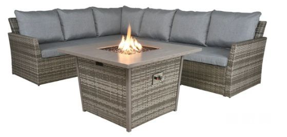 Grey 2pc Outdoor Sectional with FREE Matching Fire Pit | Big Sandy ...