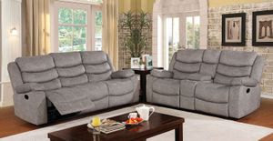 Furniture of America® Castleford 2 Piece Light Gray Sofa and Love Seat