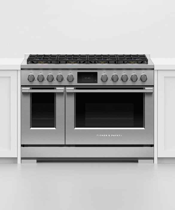 Fisher & Paykel Series 9 48" Stainless Steel with Black Glass Pro Style Dual Fuel Range 13