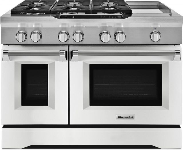 KitchenAid® 48" Imperial White Commercial Style Free Standing Dual Fuel Range