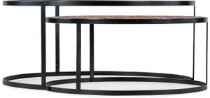 Hooker® Furniture Commerce and Market Chatham Glass/Natural Top Nesting Cocktail Table Set with Black Frame