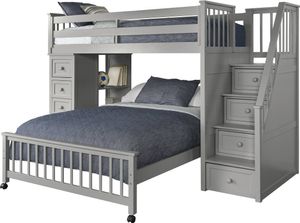 Hillsdale Furniture Schoolhouse Gray Twin/Twin Loft Bunk with Desk End