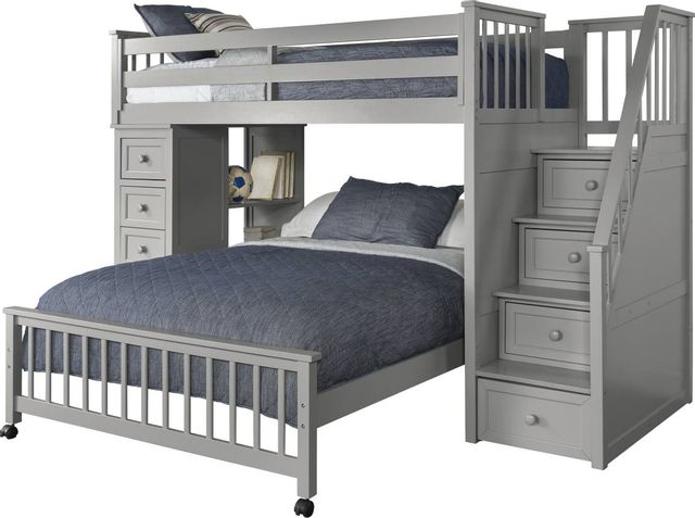 Hillsdale Furniture Schoolhouse Gray Twin/Twin Loft Bunk with Desk End-0