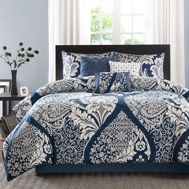 Olliix by Madison Park Vienna Indigo 7 Piece Cotton Printed Comforter ...