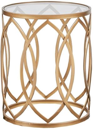 Olliix by Madison Park Tempered Glass Accent Table with Gold Base