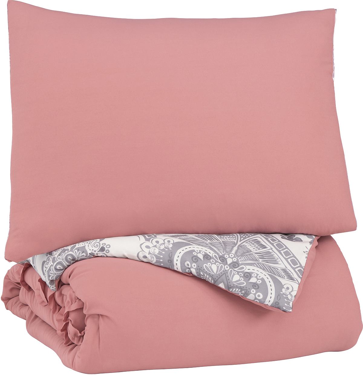 Signature Design by Ashley® Avaleigh Pink/White/Gray Twin Comforter Set