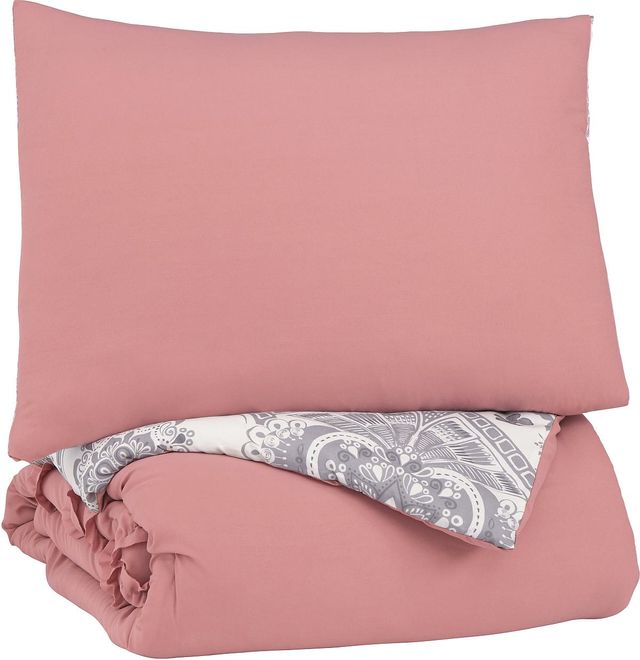 Signature Design by Ashley® Avaleigh Pink/White/Gray Twin Comforter Set-0
