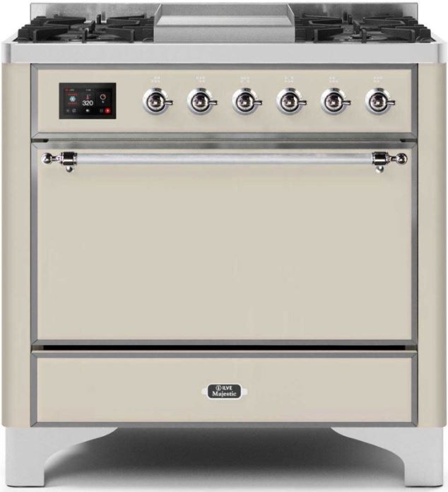 Ilve® Majestic Ii Series 36 Antique White Free Standing Dual Fuel Liquid Propane Range 0868