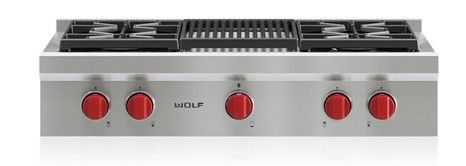 Wolf® 36" Liquid Propane Stainless Steel Rangetop