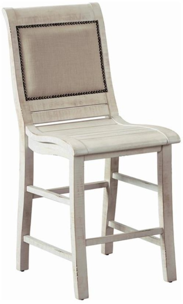 Progressive® Furniture Willow 2-Piece Distressed White Counter Upholstered Chair Set
