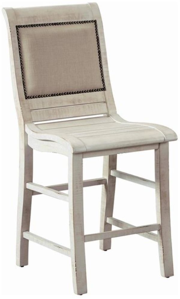 Progressive® Furniture Willow 2-Piece Distressed White Counter Upholstered Chair Set-0