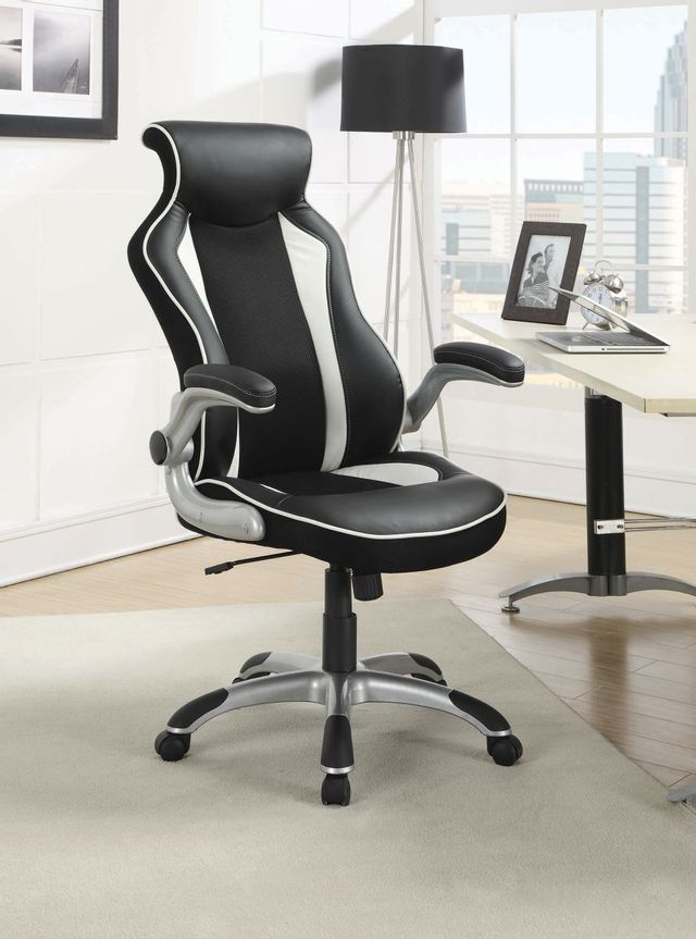 Coaster® Dustin Black/Silver Adjustable Height Office Chair-1