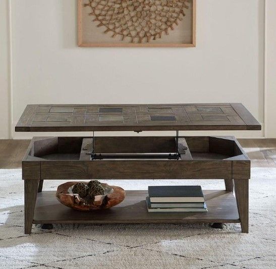 Liberty Arrowcreek Weathered Stone Lift Top Cocktail Table 9