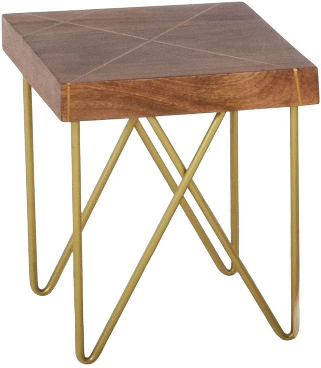 Steve Silver Co. Walter Warm Pine End Table with Brass Base